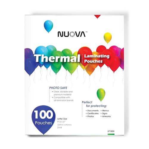 Nuova Premium Thermal Laminating Pouches 9' x 11.5', Letter Size, 3 mil, 100 Pack (LP100H)