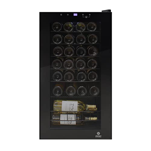 Vinotemp EL-28TS 28 Bottle Cooler Refrigerator, Freestanding Wine Fridge with Touch Screen Adjustable Temperature Control, Dual-Paned Glass Door and Safety Lock, Black