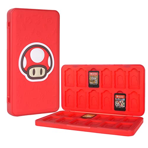 TIKOdirect Game Card Case for Nintendo Switch/SD Cards, Storage 24 Switch Game Cards Portable Holder Pretty Cute Hard Shell with Magenic Closure, Red