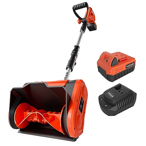 VOLTASK Cordless Snow Shovel - 20V | 10-Inch | 4-Ah Cordless Snow Blower, Battery Snow Blower with Adjustable Front Handle (4-Ah Battery & Quick Charger Included), SS-20C