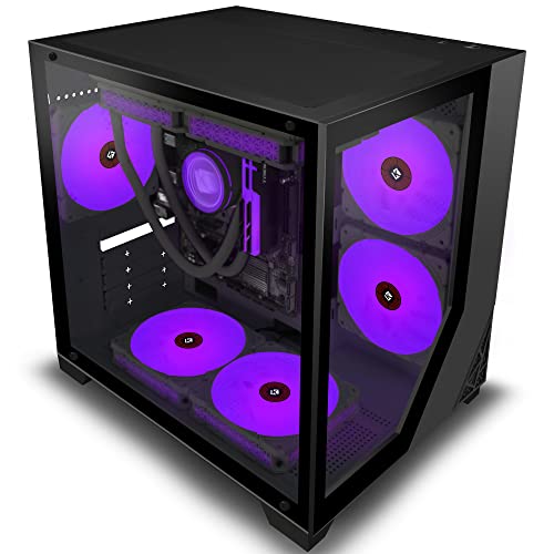 KEDIERS Micro ATX Tower PC Case 7 ARGB Fans Gaming PC Mini Case with 2*Tempered Glass
