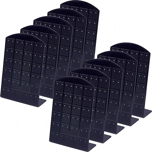 PH PandaHall 10 Packs Black Earring Holder 48 Holes Earring Organizer Earring Display Stands for Selling Earring Storage L-shape Earrings Ear Studs Jewelry Show Plastic Display Showcase for Retail