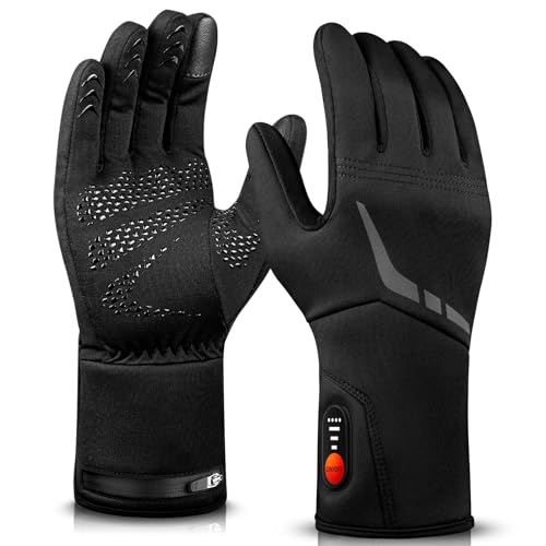 MATKAO Heated Gloves Liners for Men Women Rechargeable, Thin Electric Heated Work Gloves Liners for Arthritis Raynaud, Touch Screen Winter Heated Gloves for Women with Battery