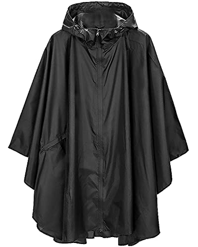 salamra Rain Poncho Jacket Coat Hooded Zipper Style for Women/Men/Adult with Pocket