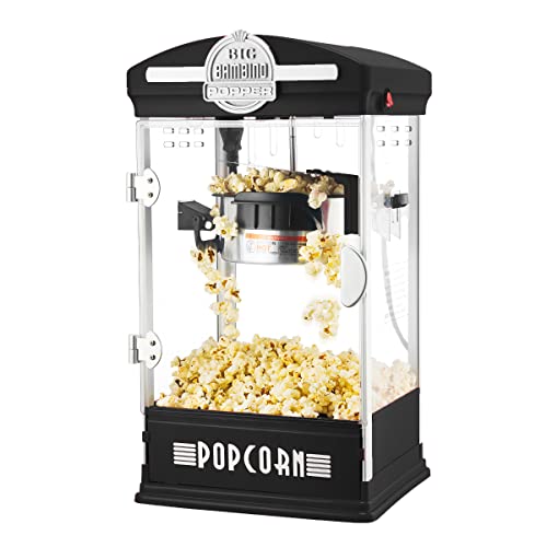 Great Northern Popcorn Big Bambino Popcorn Machine - Old Fashioned Popcorn Maker with 4 Oz Kettle, Measuring Cups, Scoop and Serving Cups (Black), 10.8' x 9.7' x 19.5'