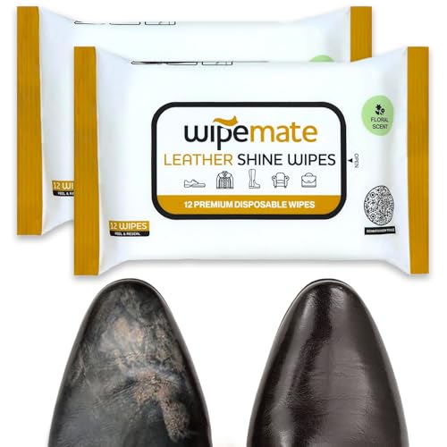 WIPEMATE Leather Cleaner & Conditioner, Premium Leather Wipes For Safely Cleaning ALL Leather Apparel, Furniture, Auto Car Interiors, Shoes, and Accessories – 12 Count Bulk Wipes [Two Pack]