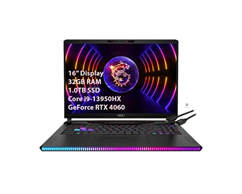 MSI GE68HX Raider 16'' Gaming Laptop - Intel Core i9-13950HX - 32GB RAM - 1.0TB SSD - GeForce RTX 4060-144HZ FHD+ (1920 x 1200) - Windows 11 Home - Kuulpal HDMI Cable (Raider GE68HX)