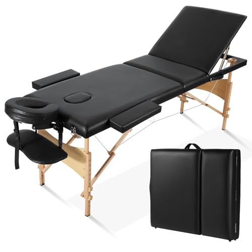 Massage Tables Portable Lash Bed for Eyelash Extensions 73 inch Long Tattoo Table Height Adjustable Professional 3-Fold Lightweight Facial Salon Spa Bed with Carrying Bag