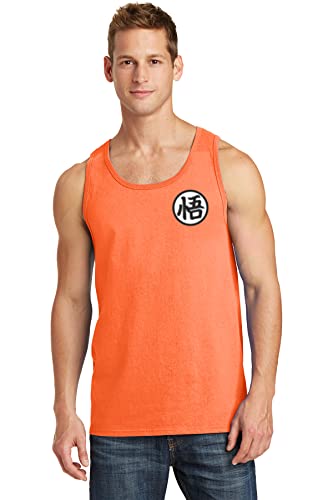 ALLNTRENDS Men's Tank Top Goku's Training Symbol Cool Gym Workout Top (XL, Orange)