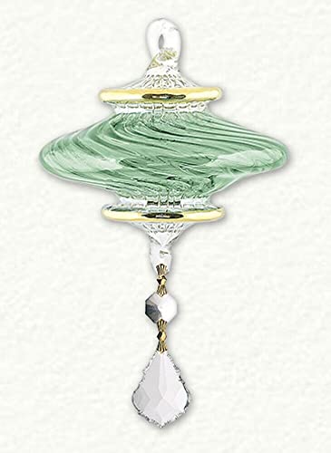 Green Swirl Condensed Sphere Egyptian Glass Christmas Ornament Made in Egypt