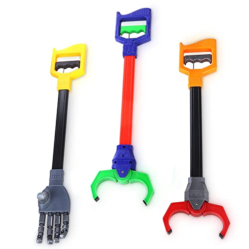 Interactive Toy Grabber, Robot Hand and Robotic Claw, 3 Pc Set, Fun Early Learning and Hand-Eye Coordination Play, Long 18 Inch Arm, Strong Grasping Tool