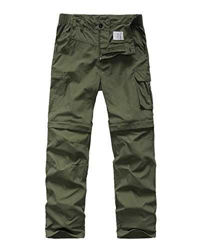 Kids' Cargo Pants, Boy's Casual Outdoor Quick Dry Waterproof Hiking Climbing Convertible Trousers #9016-Army Green-S