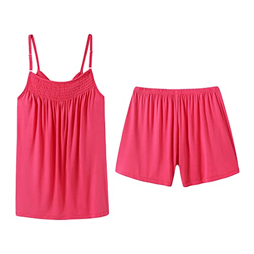 Sleepytime Sleepy Time Women's Bamboo Pajamas, Night Sweat Moisture Wicking Sleepwear - Stretchable Pajamas Set Great for Nightwear, Sleepwear, Holidays - Summer Style (X-Large, Hot Pink)