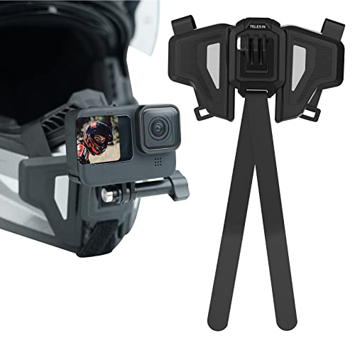 Motorcycle Helmet Chin Mount for GoPro, Dirt Bike Bicycle Head Strap Clamp Holder Attach Quick Release Racing Cycling Accessories for Go Pro Max Hero 12 11 10 9 8 7 6 5 Insta360 X3 GO3 DJI Action 3 4