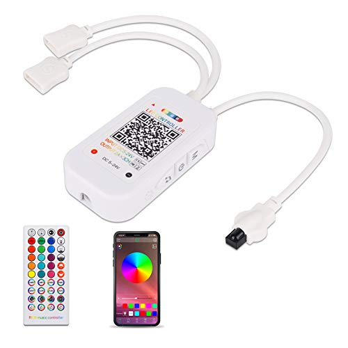 ALED LIGHT Bluetooth Controller, Wireless Bluetooth LED Strip Light Controller with 40 Keys IR Remote Control for RGB Band Lights Smart Phone APP Control Smart Controller for iOS and Android