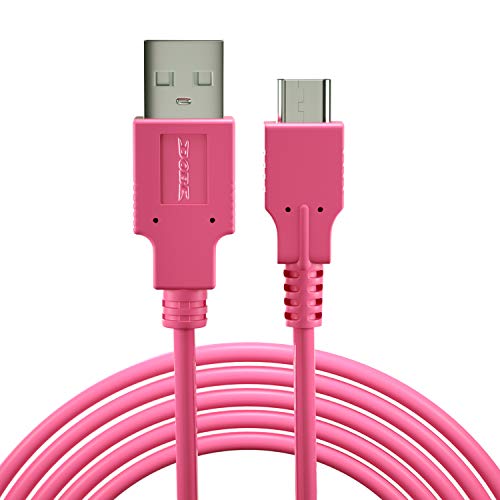 ECHZOVE Charger for Nintendo Switch, Charging Cable for Nintendo Switch OLED Model, Charger Cable for Nintendo Switch Pro Controllers - Pink (4.92ft)
