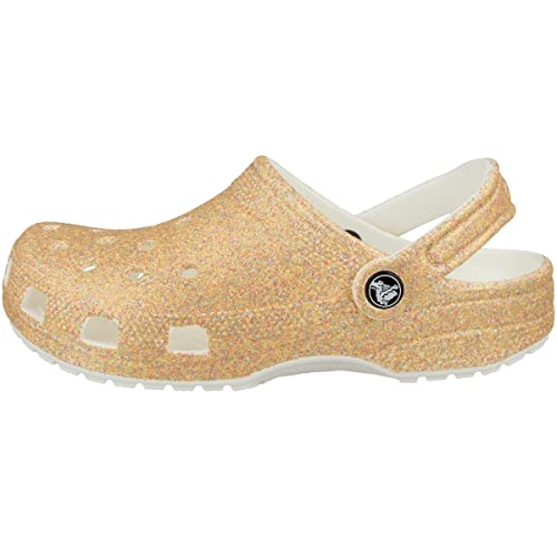 Crocs Unisex-Adult Classic Sparkly Clog, Metallic and Glitter Shoes, Orange Sorbet Glitter, 9 Women/7 Men
