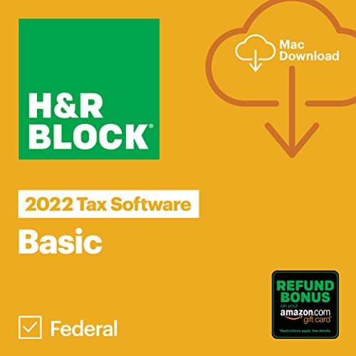 H&R Block Tax Software Basic 2022 with Refund Bonus Offer (Amazon Exclusive) [Mac Download] (Old Version)