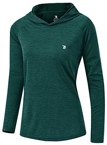 TBMPOY Womens UPF 50+ Sun Protection Hoodie Shirt Long Sleeve Fishing Hiking Outdoor UV Shirt Lightweight Blackish Green XL