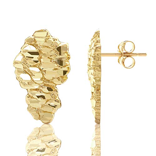 LoveBling 10K Yellow Gold Nugget Earrings (0.77' x 0.46')