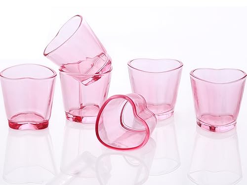 Srgeilzati Heart Shot Glasses Set, Pink Shot Glass Cute For Bar Cart Accessories 1.5oz