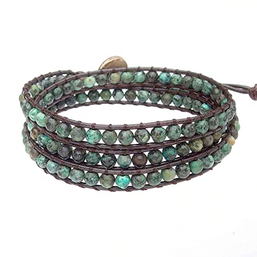 Ayriwoyi Turquoise Wrap Bracelet Beaded Wrap Bracelet for women Beaded Bracelet for Women Adjustable Boho Bracelets for Women 3 Wraps Bracelet Handmaded Gift