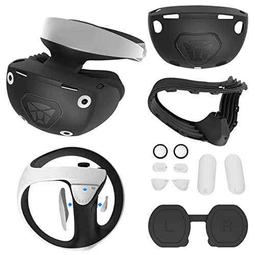 PSVR 2 Accessories, Silicone Face Cushion Cover, PSVR 2 Glasses Headset Protector Cover for Playstation VR2, Lens Dust Cover, PS VR2 Sense Controller Silicone Pad, PSVR2 Accessories Kit.