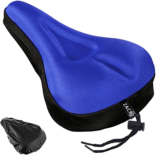 Zacro Bike Seat Cushion - Padded Gel Bike Seat Cover for Men & Womens Comfort, Compatible with Peloton, Stationary Exercise or Cruiser Bicycle Seats, 11 x 7 inches