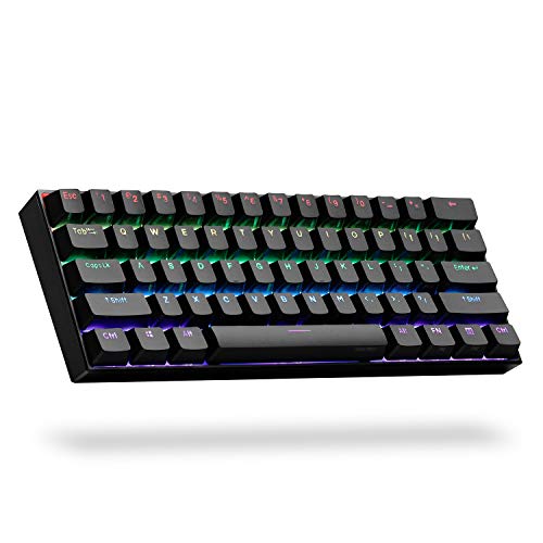 ANNE PRO 2, 60% Wired/Wireless Mechanical Keyboard (Gateron Blue Switch/Black Case) - Full Keys Programmable - True RGB Backlit - Tap Arrow Keys - Double Shot PBT Keycaps - NKRO - 1900mAh Battery
