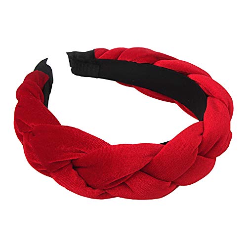 RINVEE Headbands for Women Velvet Braided Headbands Fashion Hairband Criss Cross Hair Accessories, Red