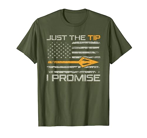 Just The Tip I Promise - Funny Bow Hunter Archery Camo Flag T-Shirt