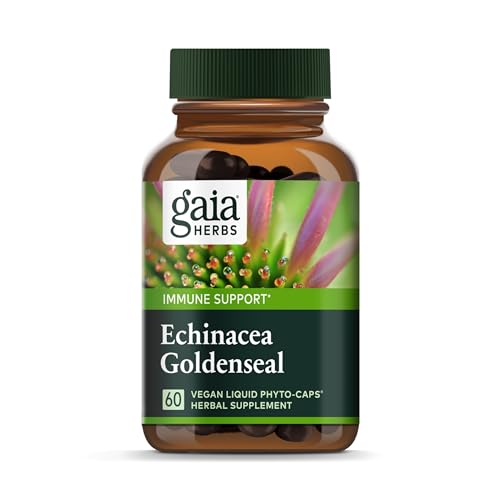 Gaia Herbs Echinacea Goldenseal - Immune Support Supplement for Maintaining a Healthy Respiratory System - with Organic Echinacea and Goldenseal Root - 60 Vegan Liquid Phyto-Capsules (10-Day Supply)