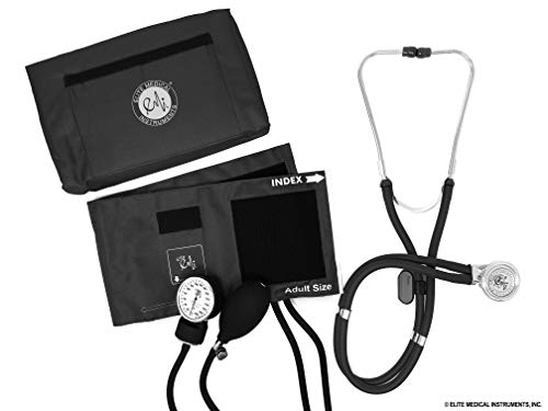 EMI Deluxe Stethoscope and Manual Blood Pressure Set Nurse Kit - Black