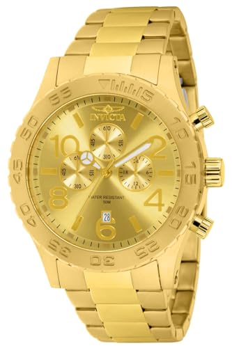 Invicta Men's 1270 Specialty Chronograph Gold Dial 18k Gold Ion-Plated Stainless Steel Watch