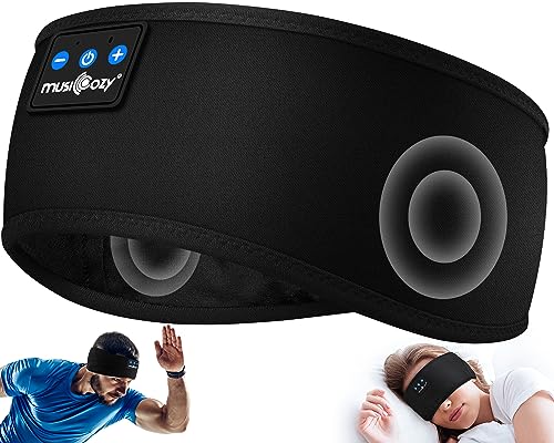 MUSICOZY Sleep Headphones Bluetooth 5.2 Headband, Sports Wireless Earphones Sweat Resistant Earbuds with Ultra-Thin HD Stereo Speaker for Workout Running Cool Gadgets Unique Gifts