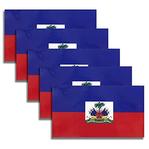 HSQ CEZ 5 Pcs Haiti Flag Vinyl Decal , Tactical Haitian Flag Decal Sticker, Haitian Stickers for Vehicles Car Window Bumper 2.5 x 4.5 Inch