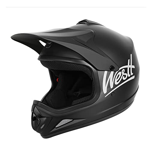 Westt Full Face Motocross Helmet - Motorcycle Helmet with Visor Motorcycle Off-Road Helmets - Dirt Bike Mountain Bike Helmets(S/Black Cross)