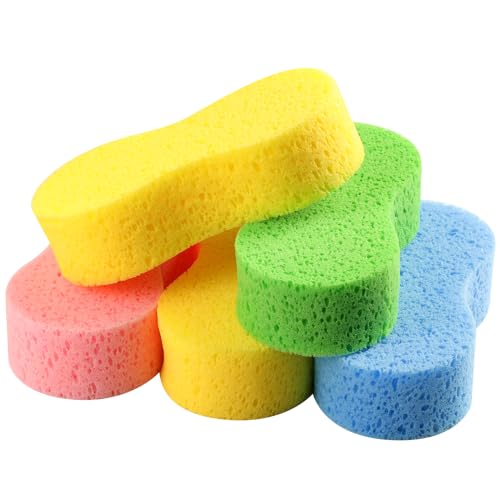 Temede Car Wash Sponge 5pcs, Large All Purpose Sponges for Cleaning, 2.4in Thick Foam Scrubber Kit, Sponges for Dishes, Tile, Bike, Boat, Easy Grip Sponge for Kitchen, Bathroom, Household Cleaning.