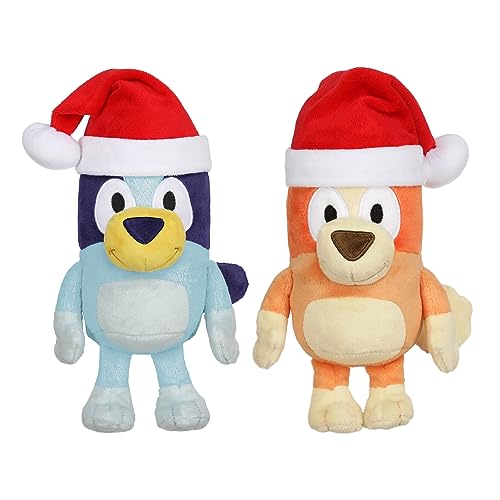 BLUEY 7-8' Plush Soft Toy Bundle Includes Festive and Bingo Christmas Holidays Season Plush with Santa Hats