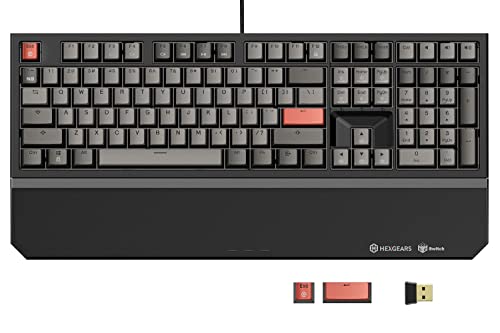 Hexgears X5 Wireless Mechanical Keyboard with Kailh Box Blue Switch, Dark Knight Computer Keyboard for Gaming, Typing, Ergonomic 108-key Typewriter Keyboard with Wrist Rest