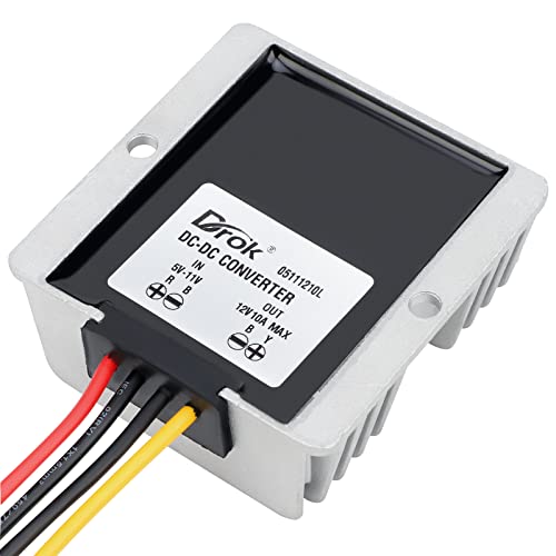 DROK 12V Step Up Converter, DC 5-11V to 12V 10A 120W Boost Converter Module, 5V 6V 9V Voltage Regulator Waterproof Power Supply Board Voltage Stabilizer for Motor Automotive Solar Panel