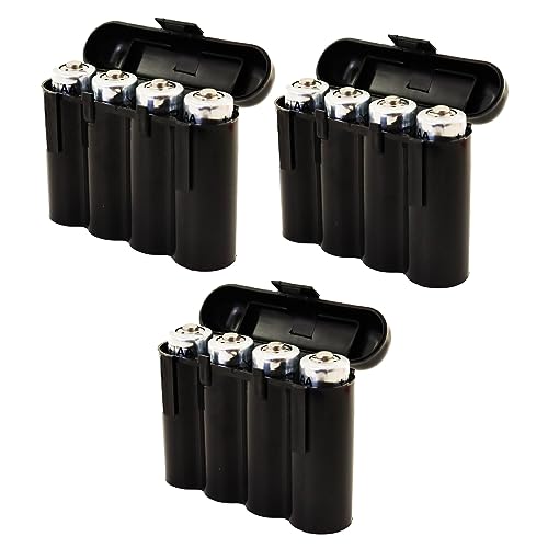 Powertron 3 Pack AA/AAA / CR123A Black Battery Holder Storage Cases