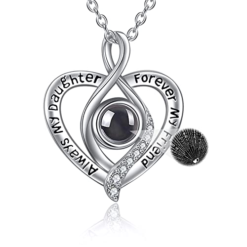 YFN Daughter Necklaces Gifts from Mom Dad Sterling Silver I Love You 100 Languages Projection Necklace Jewelry