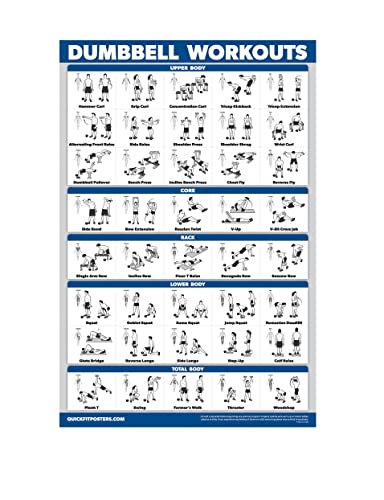 Palace Learning Dumbbell Workout Exercise Poster - Free Weight Body Building Guide | Home Gym Chart - LAMINATED, 18' x 24'