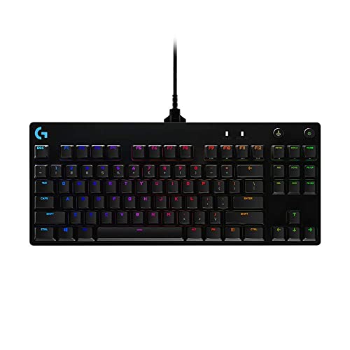 Logitech G PRO Mechanical Gaming Keyboard, Ultra Portable Tenkeyless Design, Detachable Micro USB Cable, 16.8 Million Color LIGHTSYNC RGB backlit keys (Renewed)
