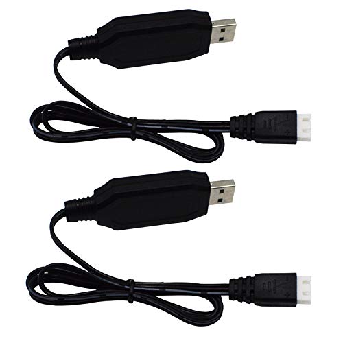 Blomiky 2 Pack H102 7.4V 1.3A USB Charger Cable with XH-3P Connector Plug for RC Truck 7.4V 2S Lipo Battery and H120 H100 H101 H103 H110 H112 H108 RC Boat and Trucks Quadcopter H106 USB 2