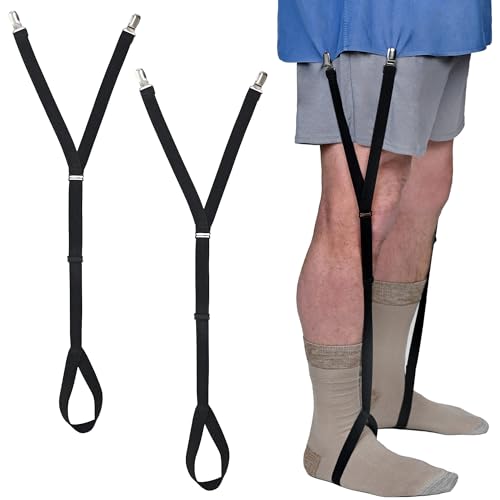 Wardrobe Hackers Shirt Stays for Men with Foot Loops (Stirrup Style) 1 Pair - Elastic Black Shirt Garters for Men and Women - Extendable Shirt Keepers