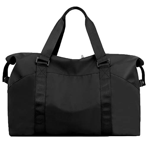 Forestfish Duffel Bags Traveling With Trolley Sleeve, Gym Bag Weekender Bags For Women, Black