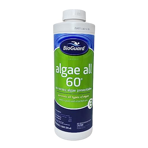 BioGuard Algae All 60-1 Quart, Non-Foaming Algae Preventative, Non-Staining & Non-Foaming, Ideal for Swimming Pools with Attached Spas or Fountains