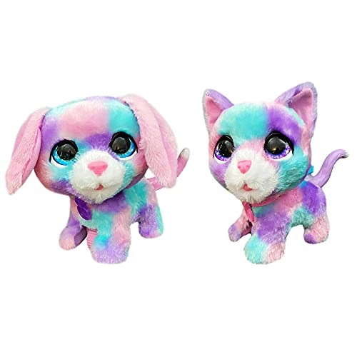 furReal Walkalots Big Wags Cotton and Candy 2-Pack Toy, Interactive Electronic Puppy and Kitty Pets with Leashes and Accessories